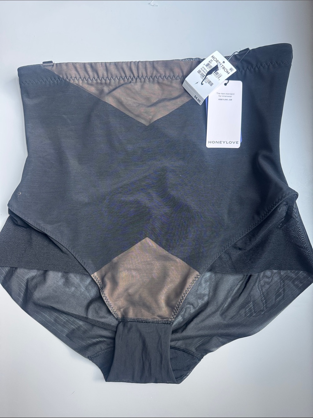 Honeylove Black High-Waist Shaping Brief with Sheer Insets
